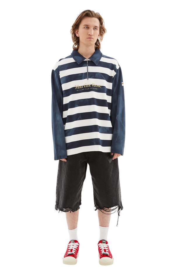 martine rose zip up polo ジップアップ　ポロ Martine Rose Zip Up Polo Shirt in Blue | SVD