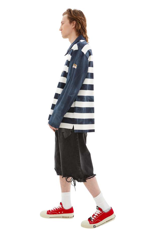 martine rose zip up polo ジップアップ　ポロ Martine Rose Zip Up Polo Shirt in Blue | SVD USA