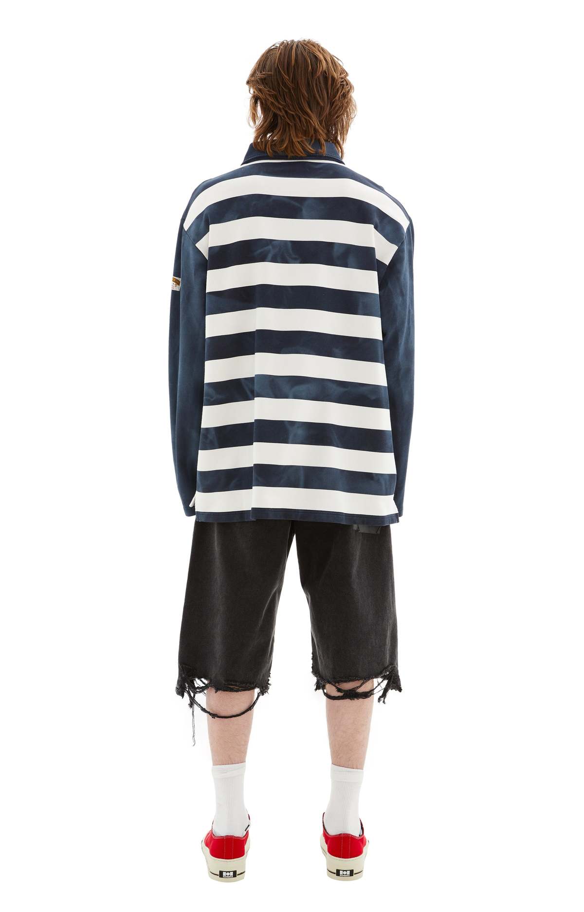 Martine Rose Zip Up Polo - Navy/White | Garmentory