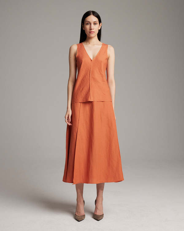 VOZ Linen Raw Edge Tank - Black/White