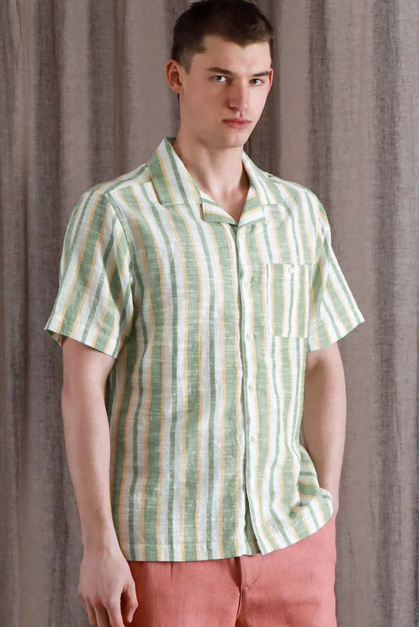 Far Afield Selleck S/S Shirt Flower Collage Print in Navy Iris