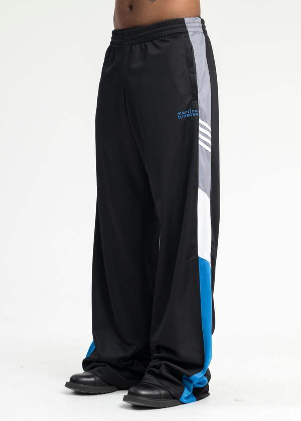 Martine Rose WIDE LEG TRACKPANT - BLACK/GREY/BLUE | Garmentory