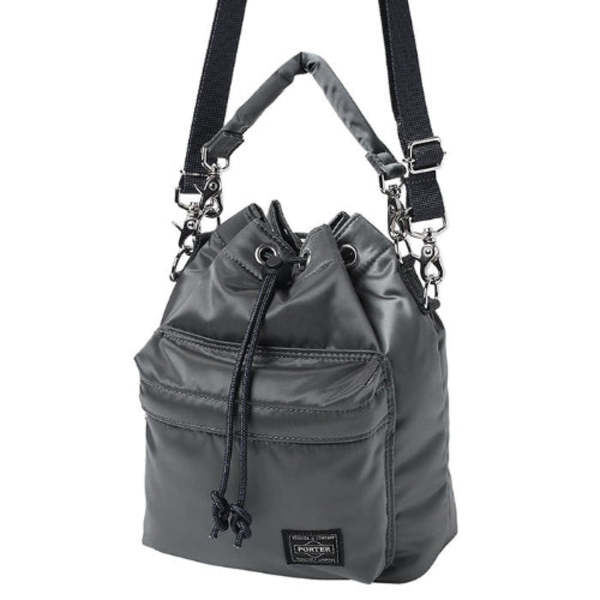 Porter Yoshida & Co Balloon Sac Small Nylon Twill Bucket Bag - Silver Gray