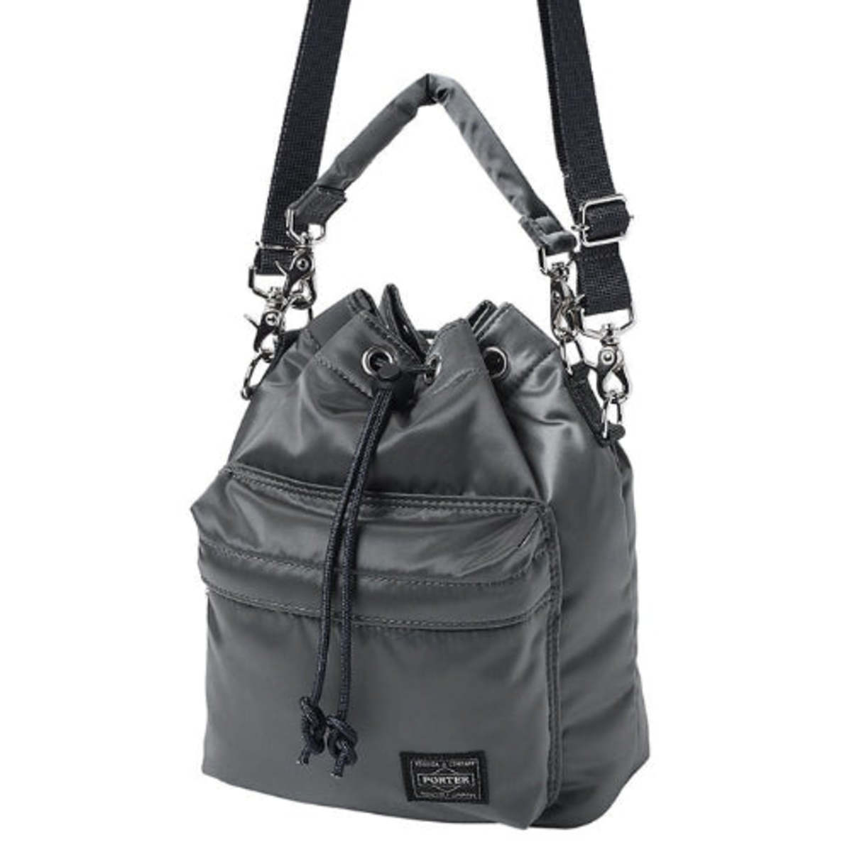 Porter Yoshida & Co Balloon Sac Small Nylon Twill Bucket Bag - Silver Gray - Image 1 of 23