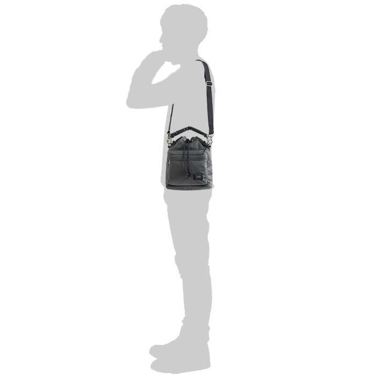Porter Yoshida & Co Balloon Sac Small Nylon Twill Bucket Bag - Silver Gray - Image 21 of 23