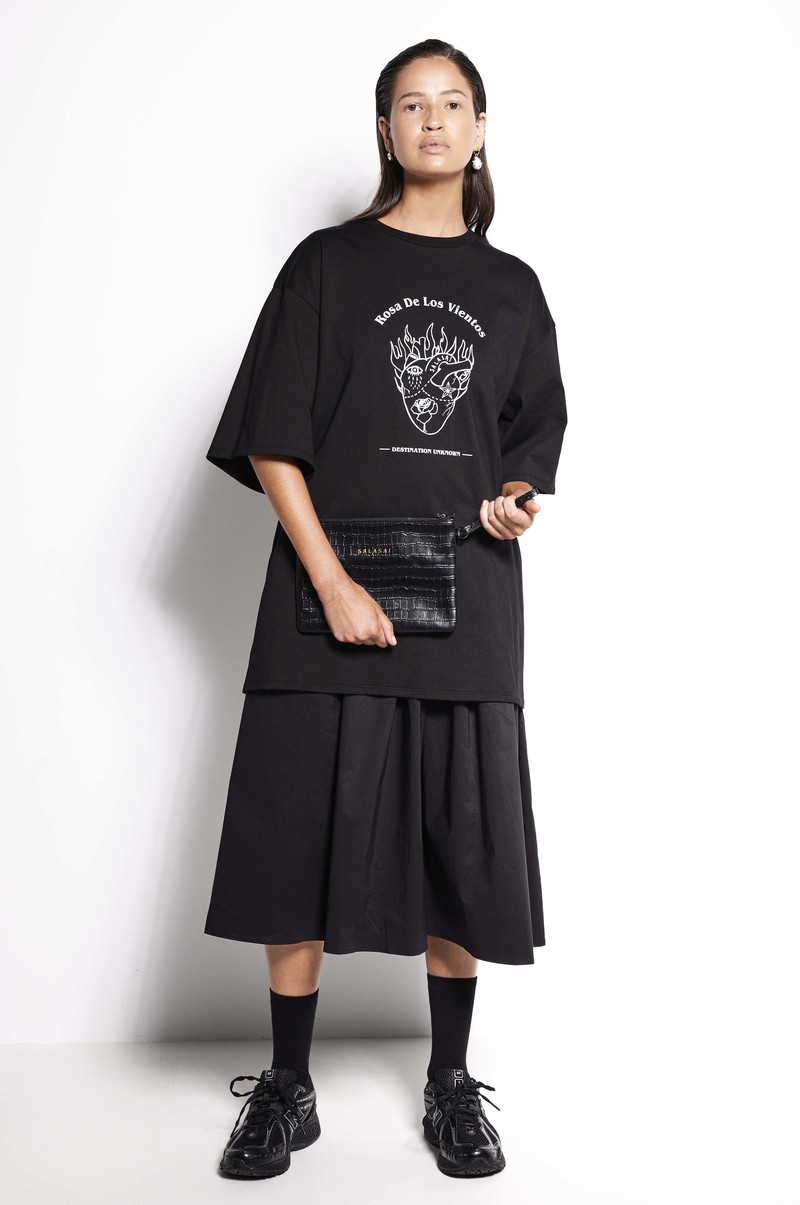 Salasai Rosa De Los Vientos Tee - Black/Discharged Print Salasai Rosa De Los Vientos Tee - Black/Discharged Print