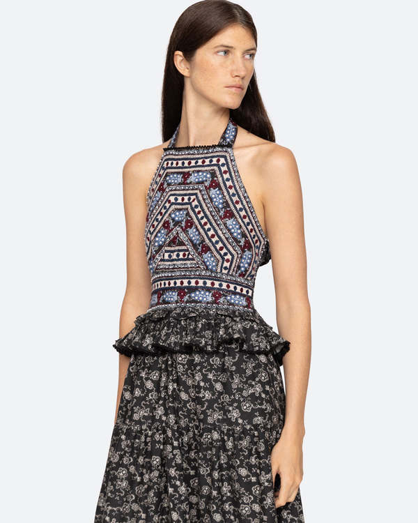 sea new york black everly embroidery halter dress Sea NY Everly Dress - black