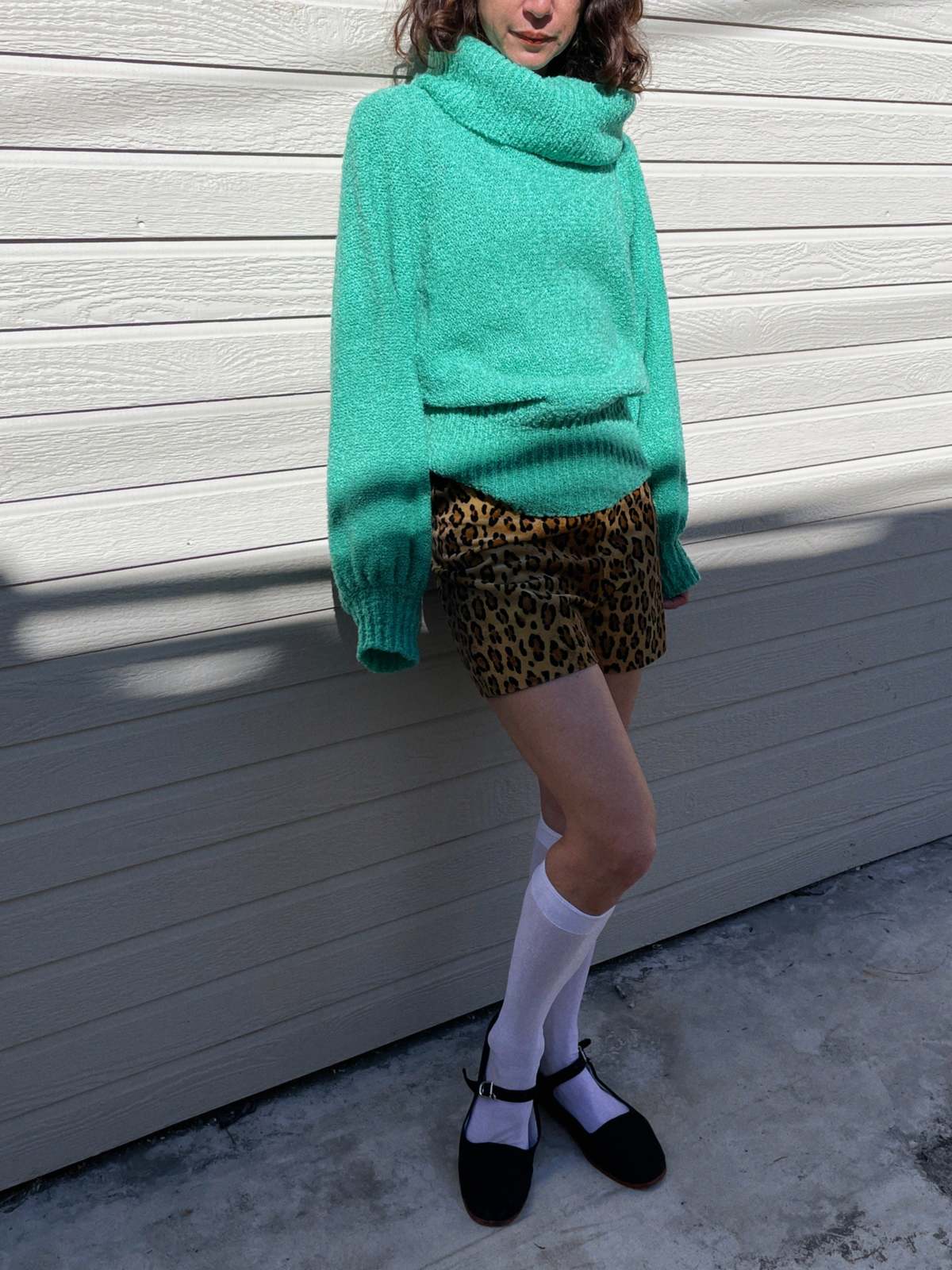 Women Vintage Autumn Bowknot Half-Turtleneck Sweater
