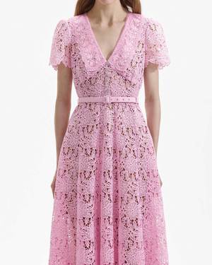 chinese dress ladies Pink Lace Embellished Midi Dress – self-portrait-US main image 0