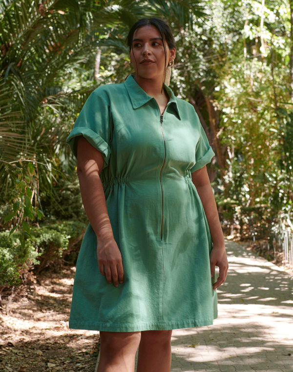 slim fit dress slacks Vibrant Green Button Down Belted Safari Utility Mini Dress