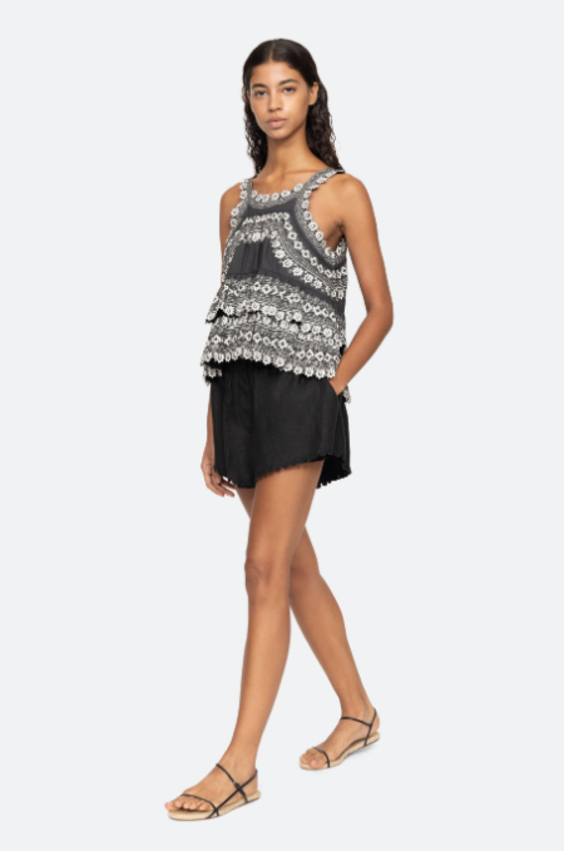 Sea NY Amina Embroidery Tank Top - Black Sea NY Amina Embroidery Tank Top - Black