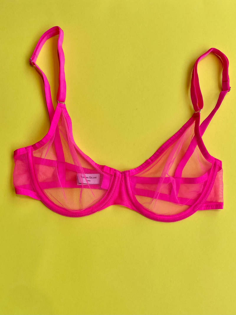 Yasmine Eslami: Jeanne Mesh Underwire Bra - Happy | Garmentory