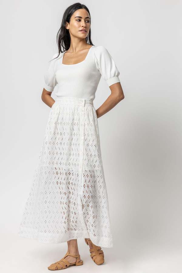 Lilla P Paneled Maxi Skirt - Scarlet