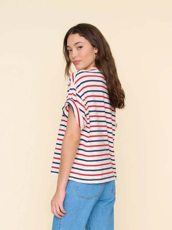 Xirena Palmer Tee - Navy/Red Stripe