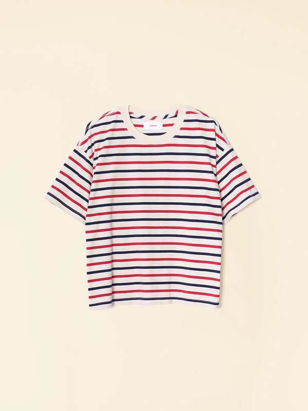 Xirena Palmer Tee - Navy/Red Stripe