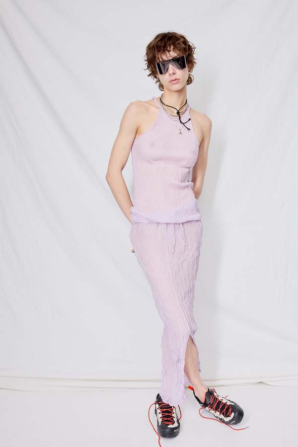 Gabriela Coll Garments No.263 Mauve Crushed Taffeta Skirt - Mauve