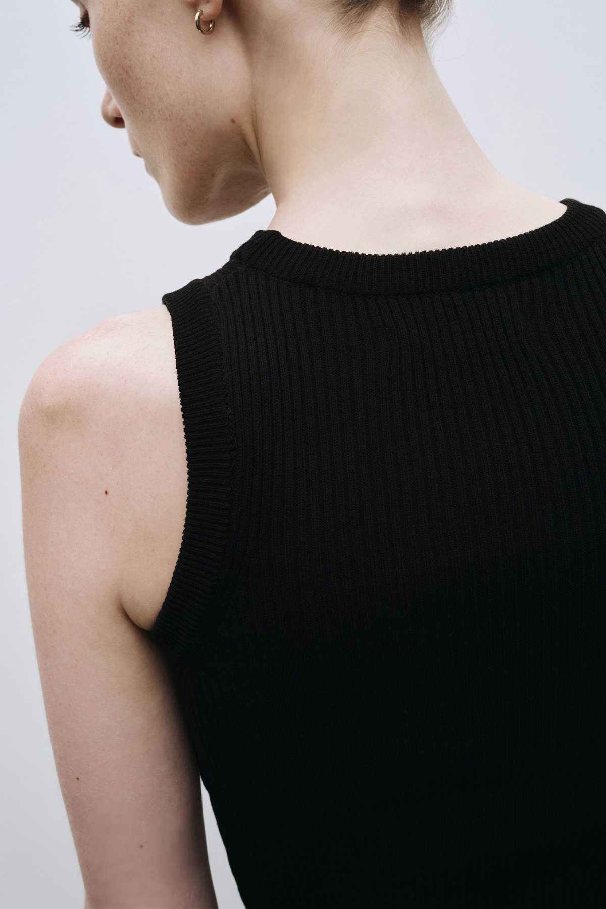 Ribbed Wide Strap Knit Tank - Beige main image 1