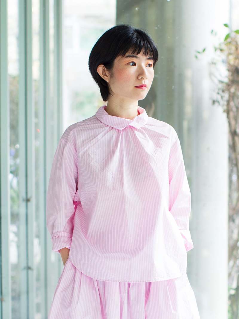 Gallego Desportes Two-way Blouse - Pink Stripe Poplin Gallego Desportes Two-way Blouse - Pink Stripe Poplin