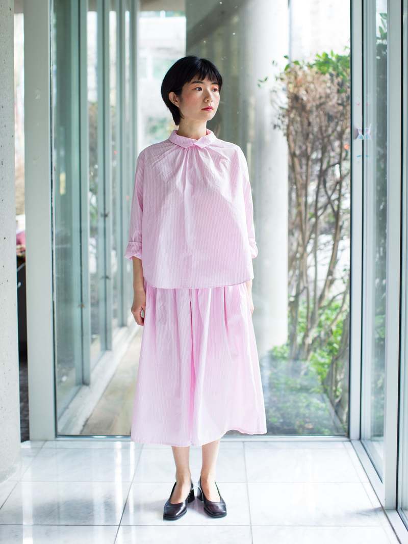 Gallego Desportes Two-way Blouse - Pink Stripe Poplin Gallego Desportes Two-way Blouse - Pink Stripe Poplin