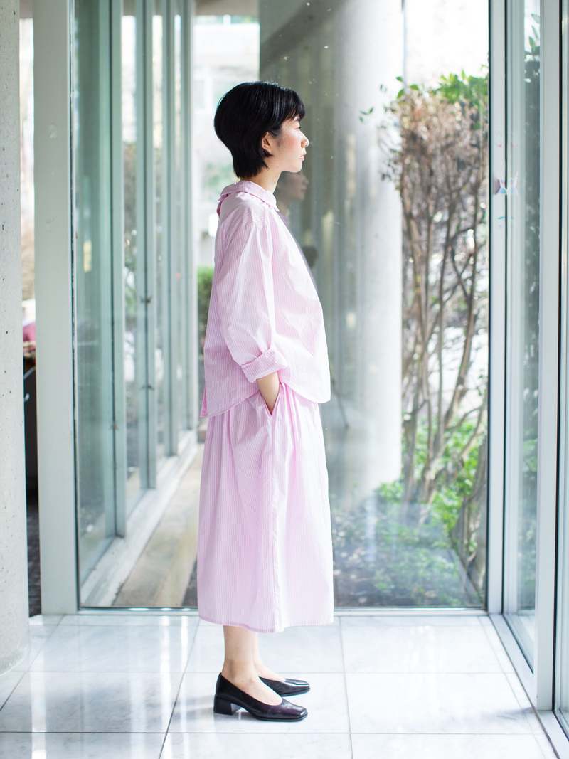 Gallego Desportes Two-way Blouse - Pink Stripe Poplin Gallego Desportes Two-way Blouse - Pink Stripe Poplin