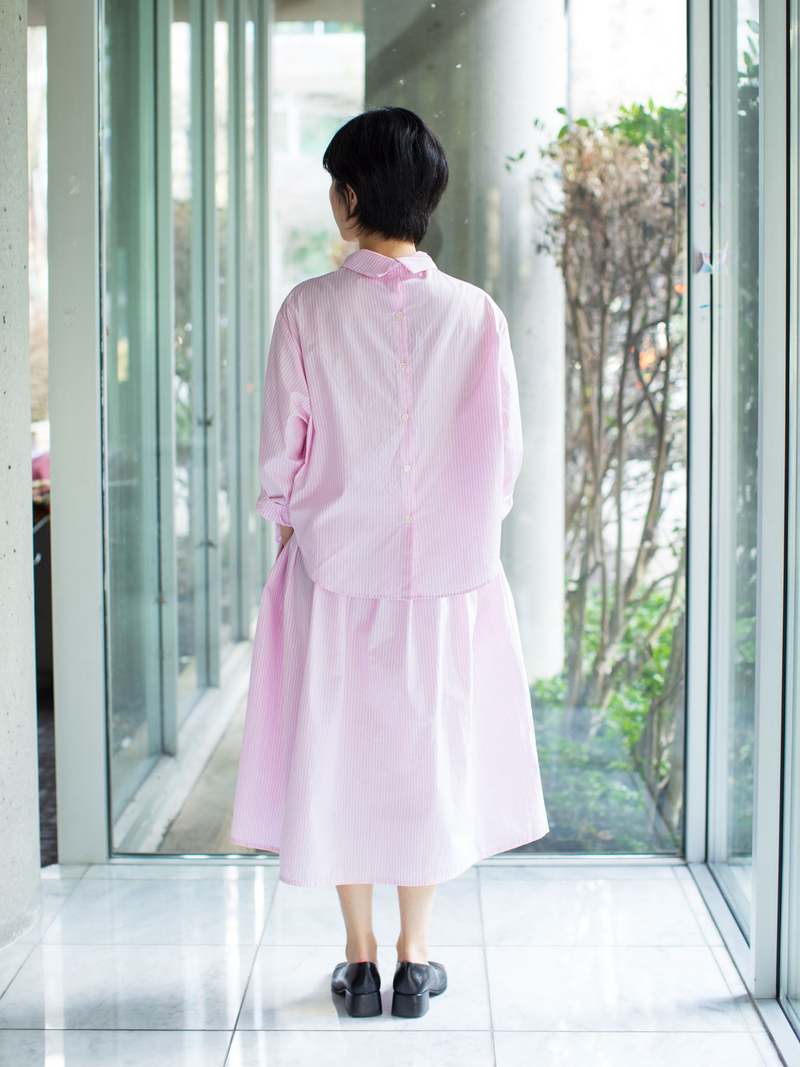 Gallego Desportes Two-way Blouse - Pink Stripe Poplin Gallego Desportes Two-way Blouse - Pink Stripe Poplin