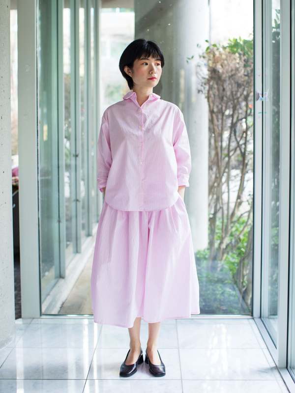 Gallego Desportes Two-way Blouse - Pink Stripe Poplin Gallego Desportes Two-way Blouse - Pink Stripe Poplin