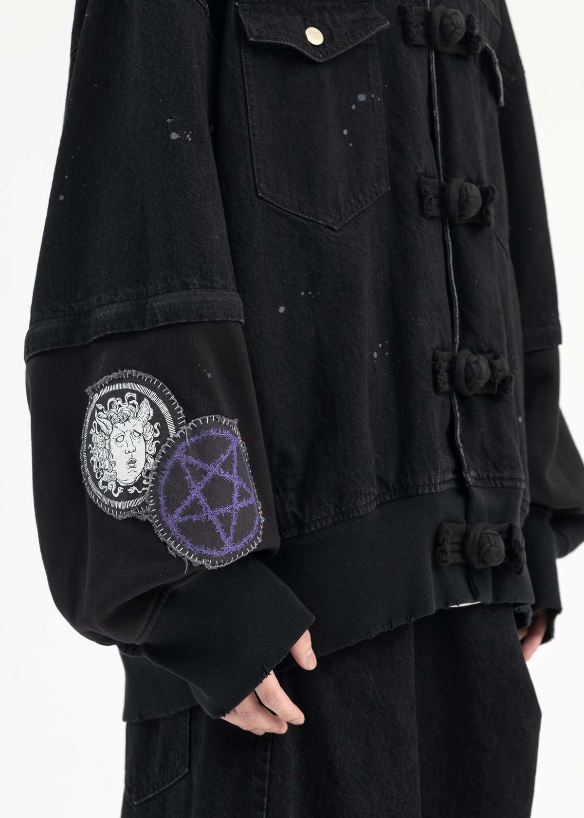 Kidill KUNG FU DENIM JACKET - BLACK | Garmentory