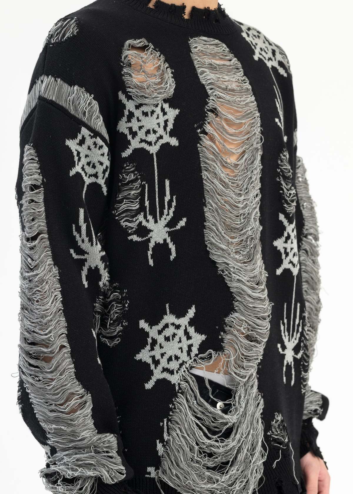 BLACK SPIDER KNIT PULLOVER COLLABORATION WITH RURUMU: | Garmentory