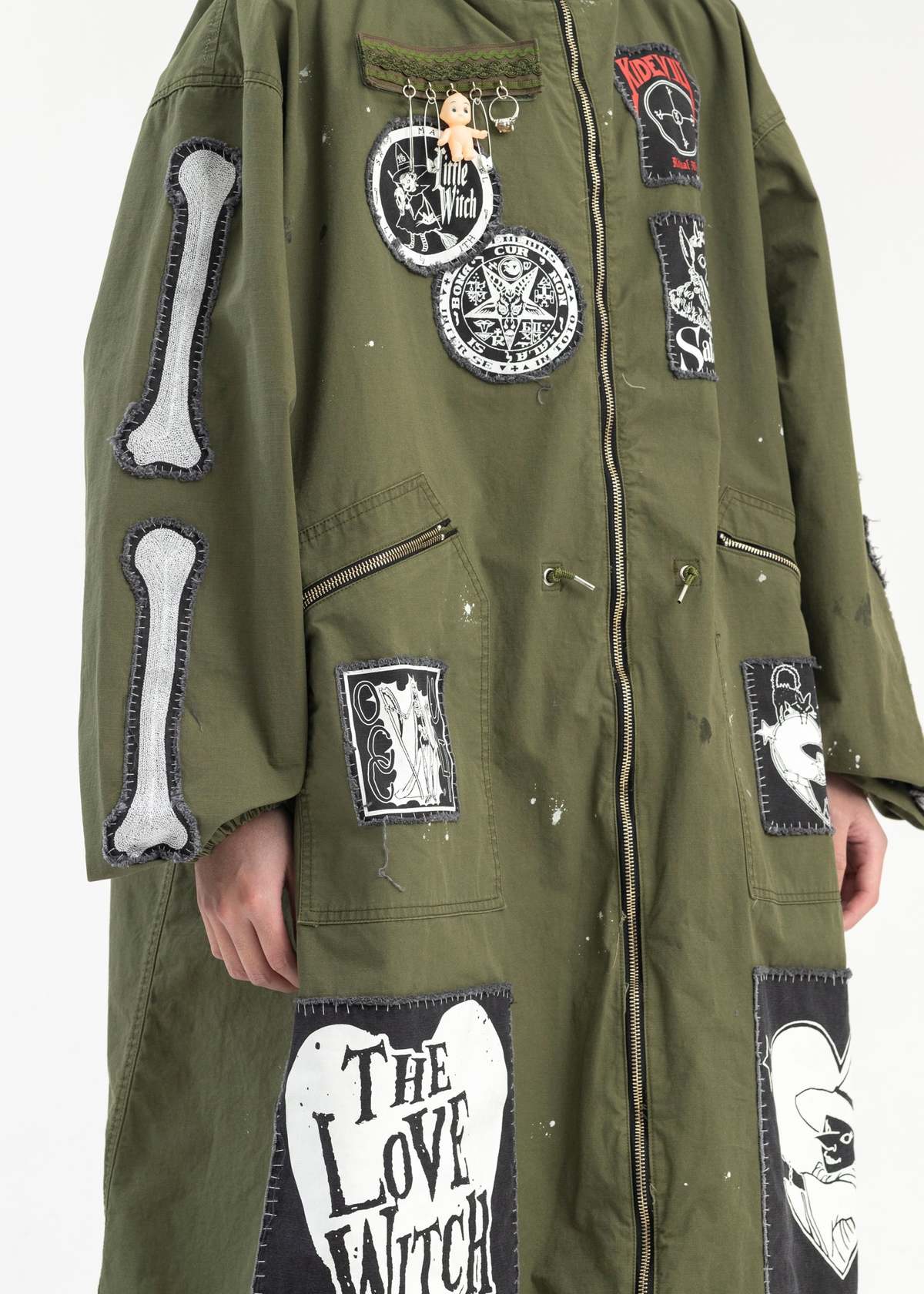 Kidill KHAKI GREEN MOHAWK PATCH MODS COAT - KHAKI GREEN | Garmentory