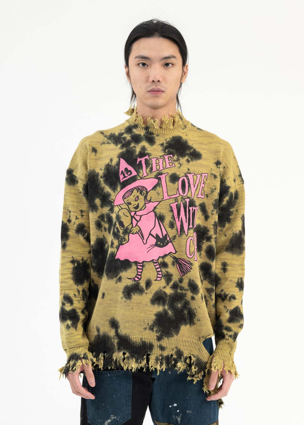 KIDILL☆ DESTROY PULLOVER KNIT DESTROY PULLOVER KNIT THE LOVE WITCH PRINT / PURPLE