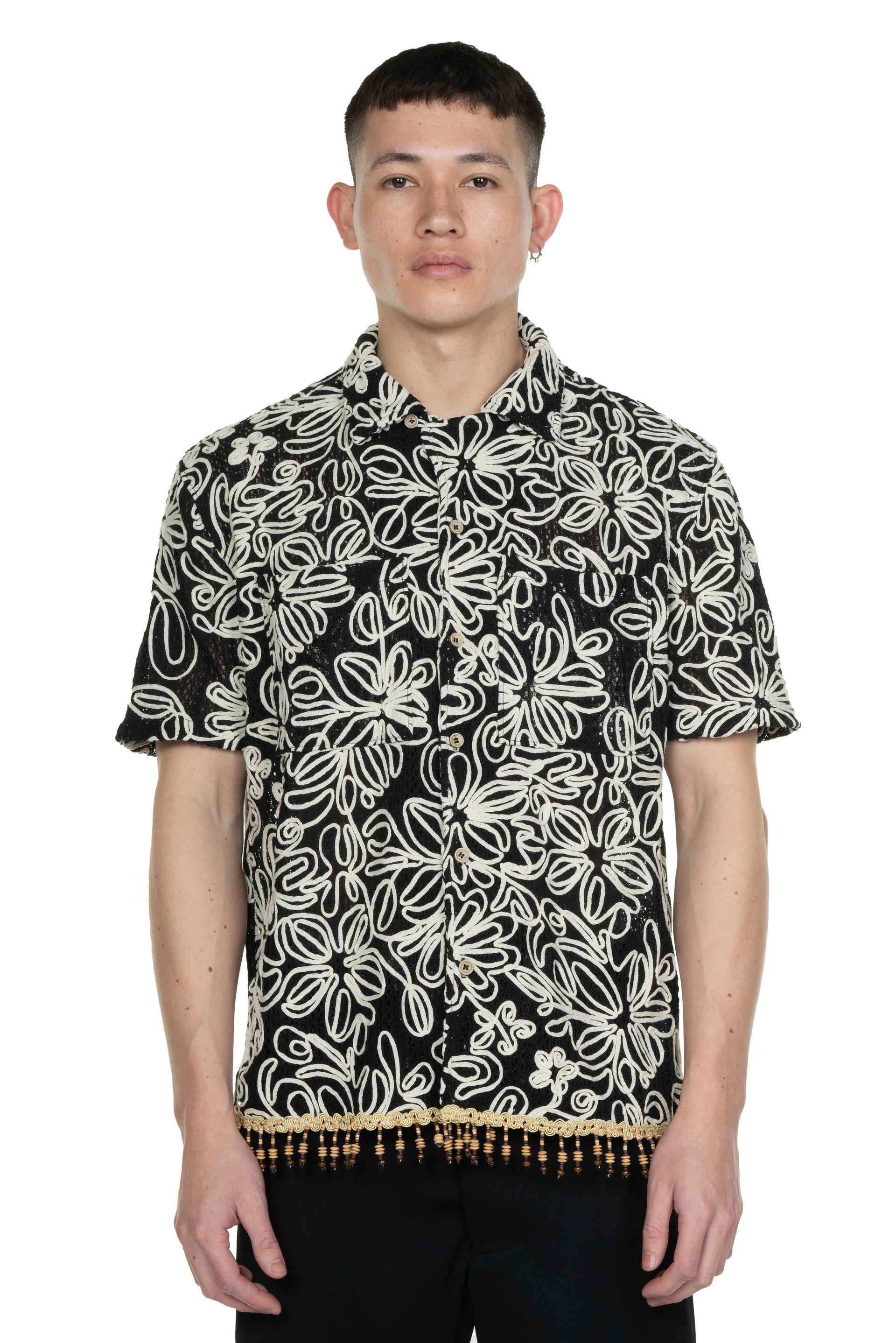 ANDERSSON BELL Flower Jacquard Shirt - Black | Garmentory