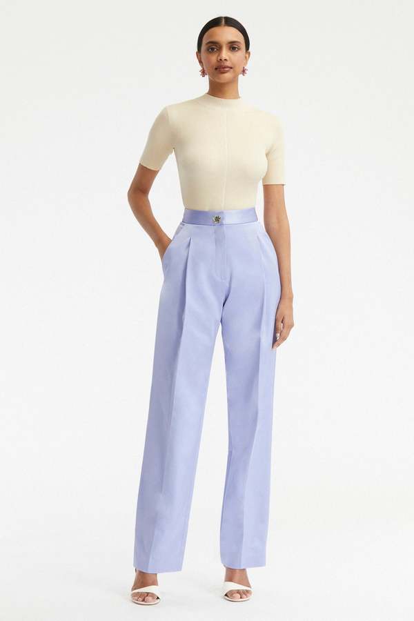 oscar de la renta SEAM DETAIL SATIN PANT - WISTERIA