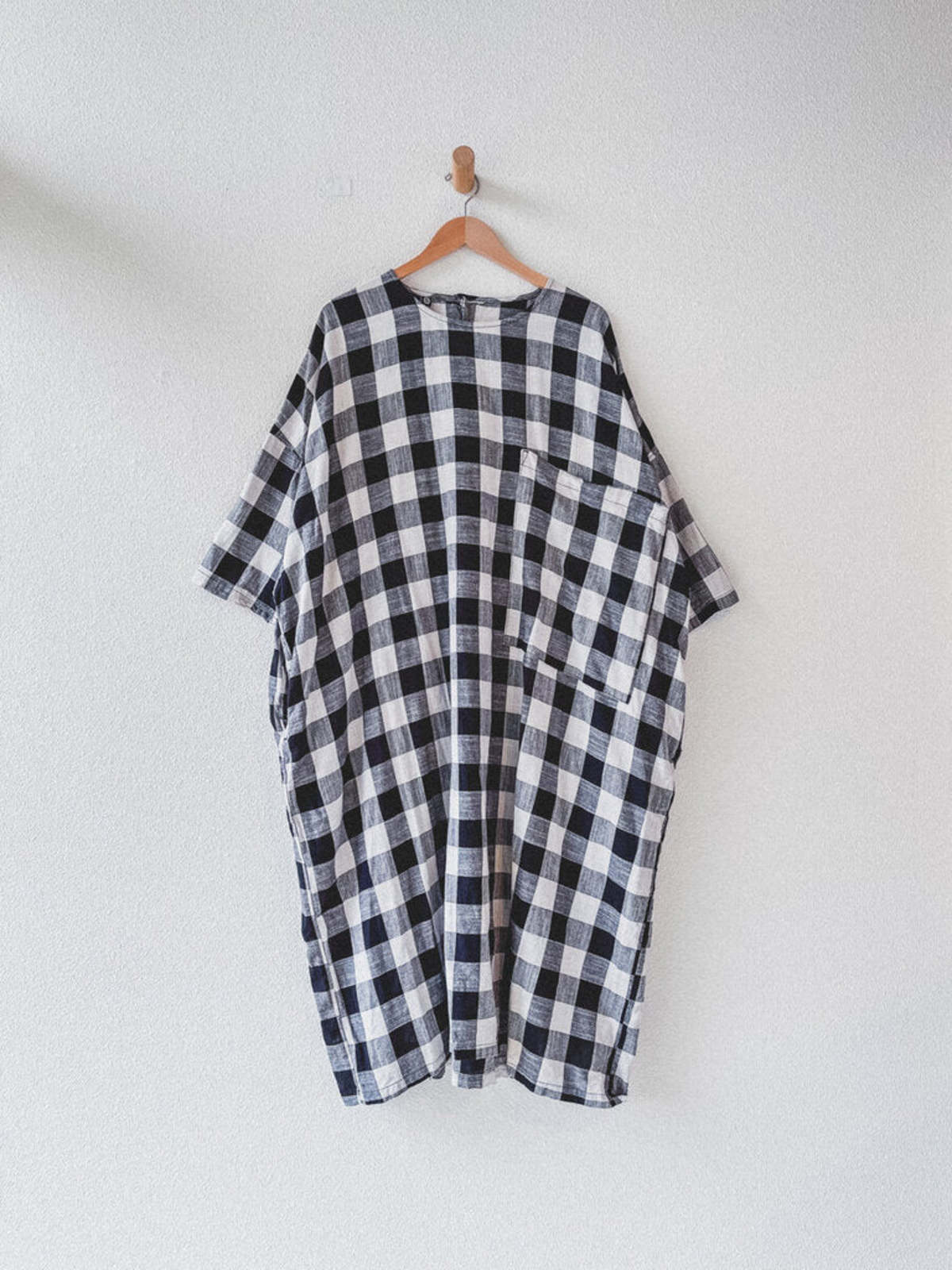 69 Mondo Tee Linen Dress - Black/White Check