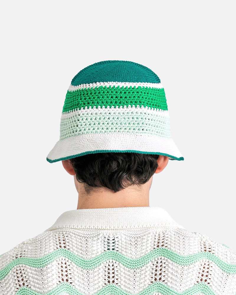 Casablanca Cotton Crochet Hat - Green/White | Garmentory