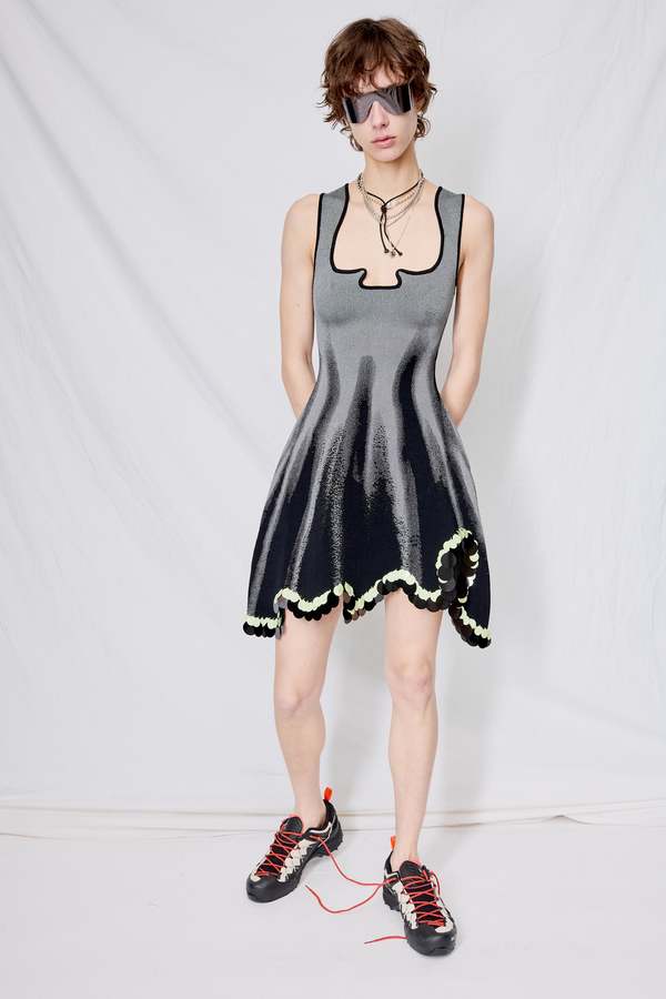 PH5 Alyssa Denim Print Wavy Tank Sequins Dress - Black/Green | Garmentory