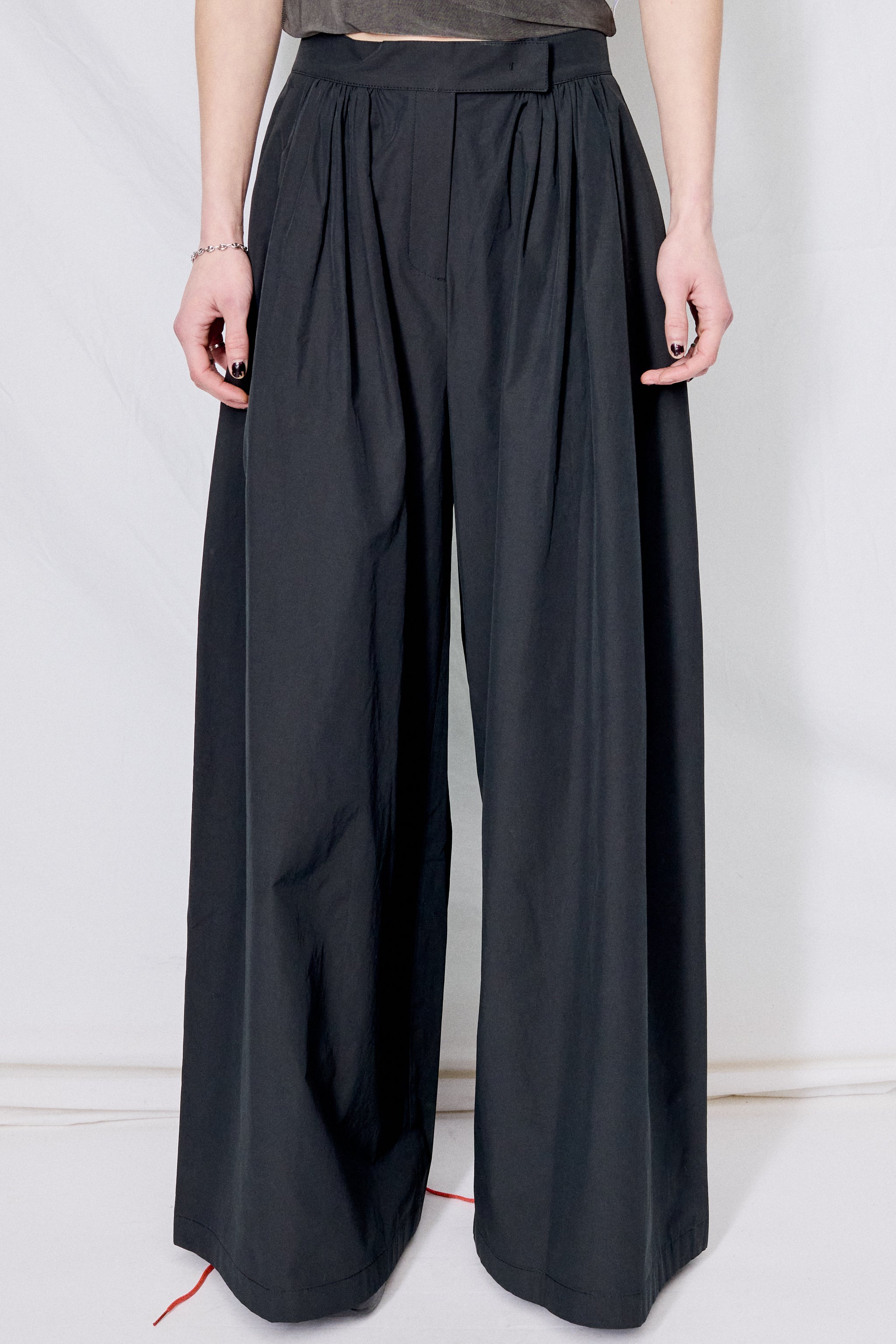 【BAON】Kyoses Shirring Nylon Banding Wide Pants AMOMENTO Shirring Banding Pants - Black | Garmentory