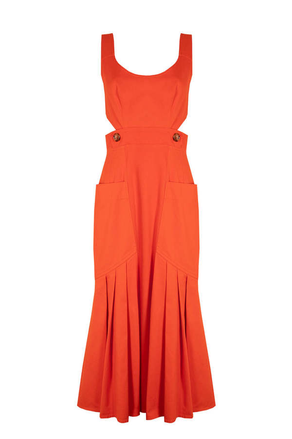 komarov midi dress Women's Komarov | Tiered Flutter Sleeve Midi Dress