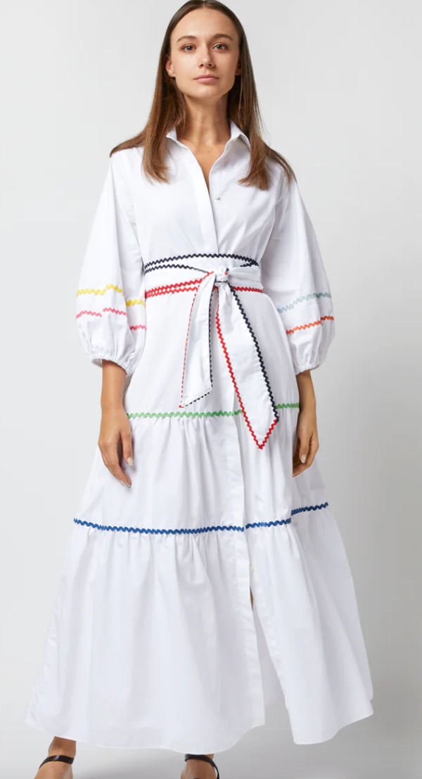 ann mashburn shirt dress Short-Sleeved Classic Shirtwaist Maxi Dress in Atlantic Blue Sahara Li