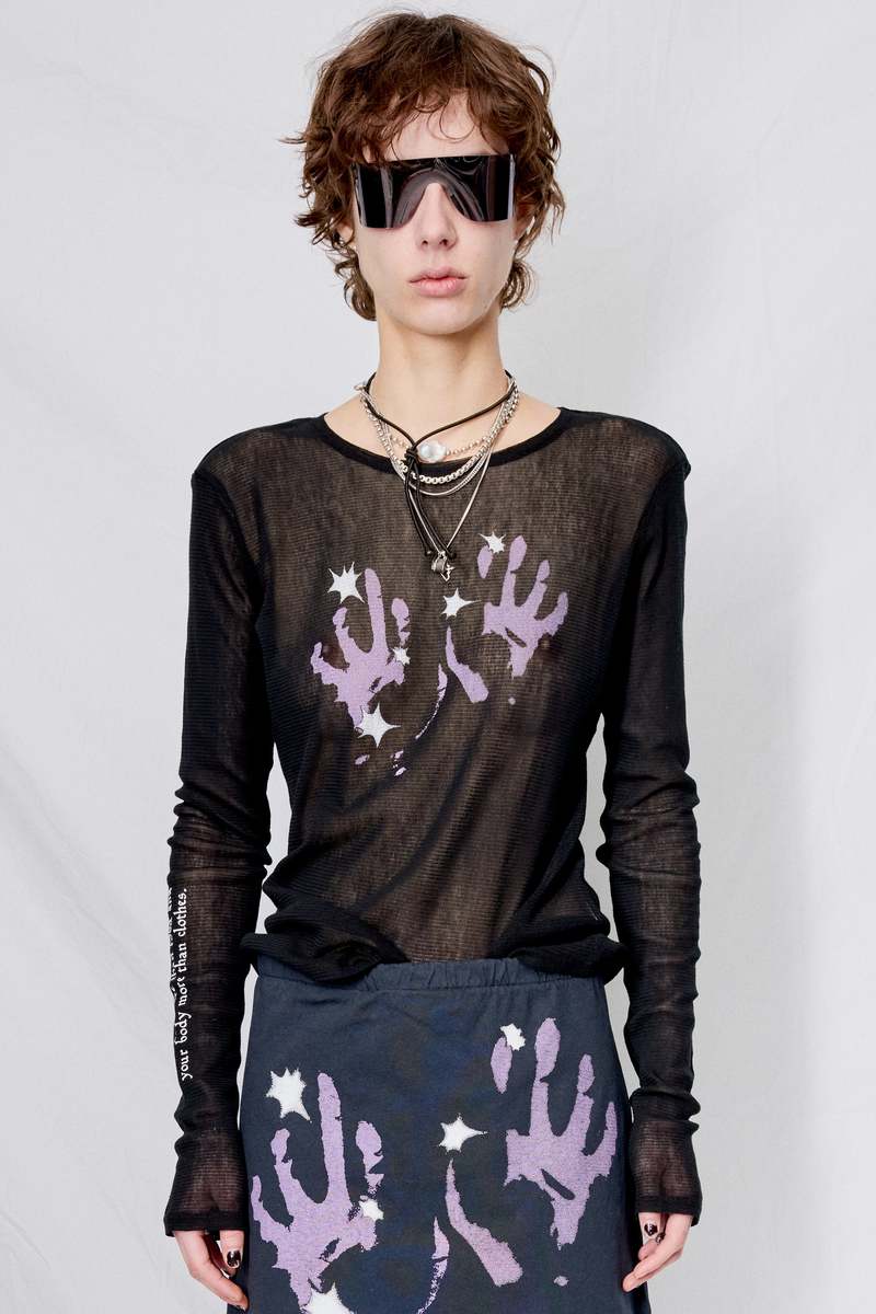 Our Legacy Taste of Hand Print Super Slim Longsleeve - Lilac/Black