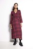 Salasai Full Length V-neck Flute Sleeve Bow Tie Dress - Mulberry Tweed Check - Thumbnail 2