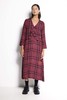 Salasai Full Length V-neck Flute Sleeve Bow Tie Dress - Mulberry Tweed Check - Thumbnail 3