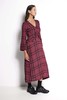 Salasai Full Length V-neck Flute Sleeve Bow Tie Dress - Mulberry Tweed Check - Thumbnail 6