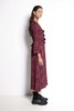 Salasai Full Length V-neck Flute Sleeve Bow Tie Dress - Mulberry Tweed Check - Thumbnail 7