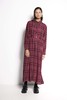 Salasai La Rosa Full Length Long Sleeve Collared Dress - Mulberry Tweed Check - Thumbnail 3