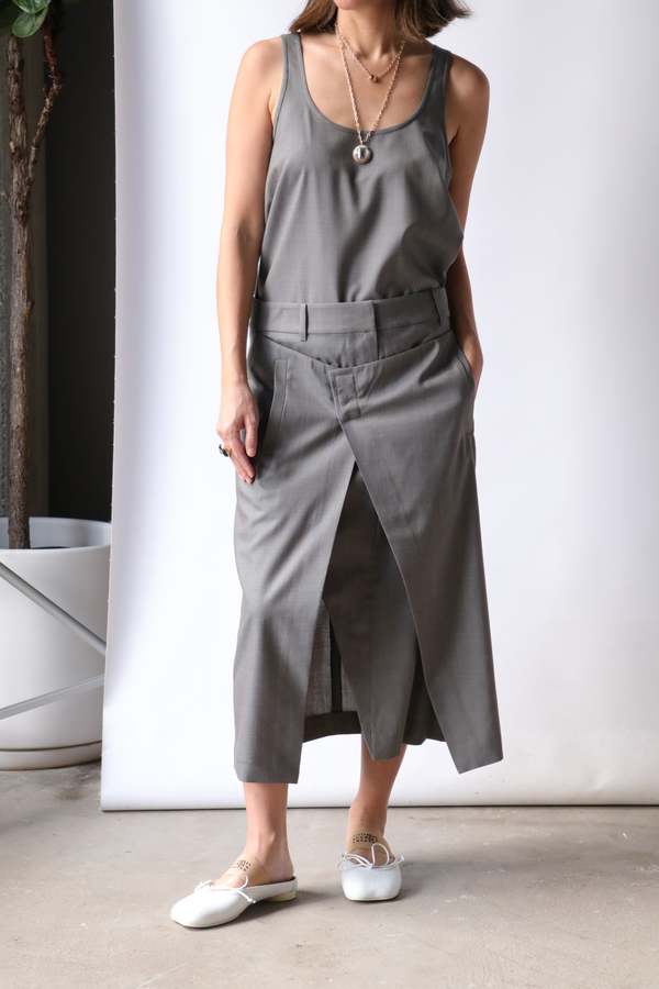 Tibi Grant Crossdye Suiting Wrap Trouser Skirt - Grey Multi