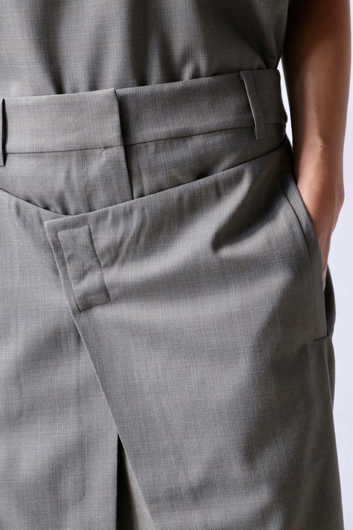 Tibi Grant Crossdye Suiting Wrap Trouser Skirt - Grey Multi - Image 3 of 6