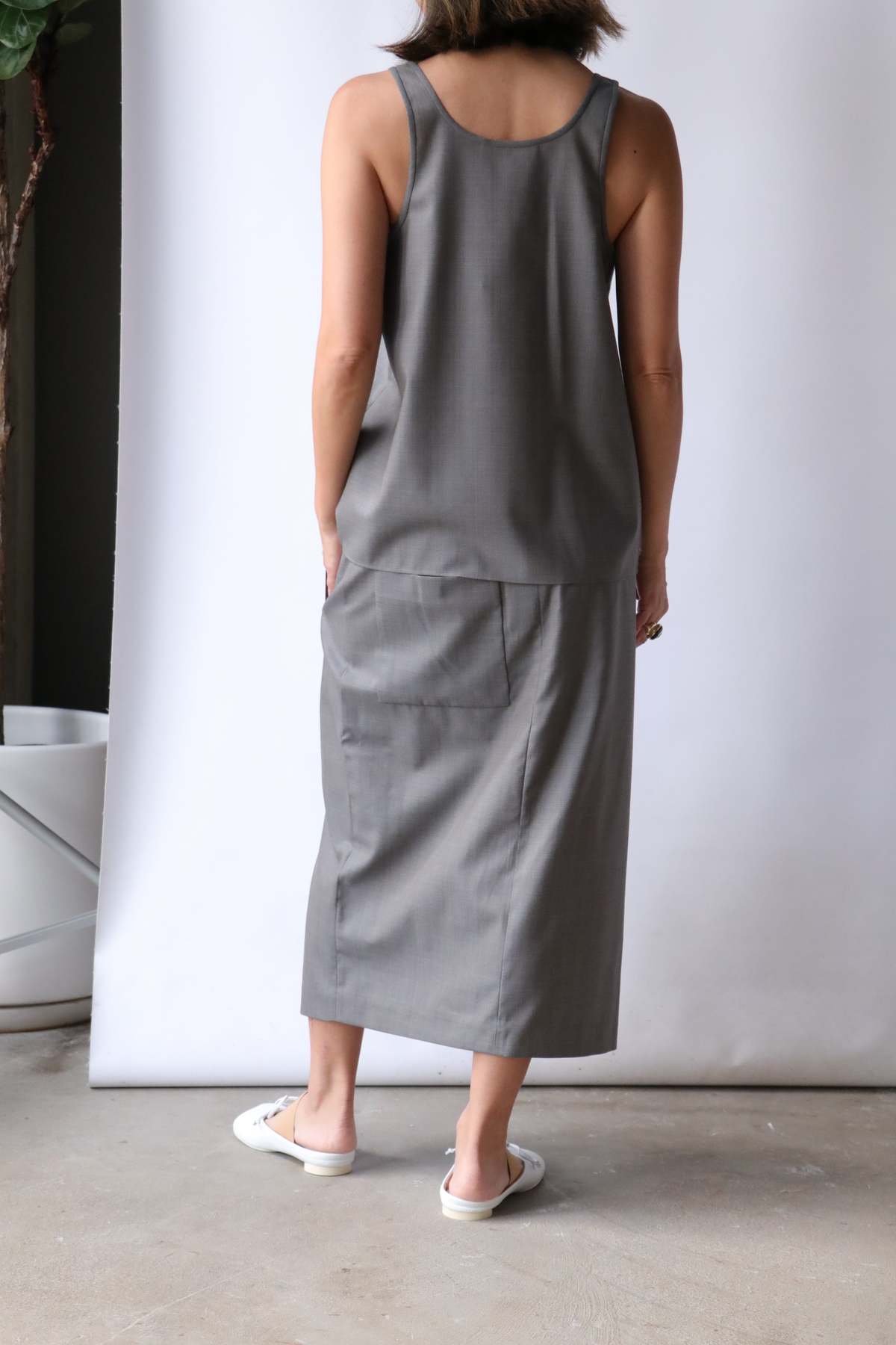 Tibi Grant Crossdye Suiting Wrap Trouser Skirt - Grey Multi - Image 5 of 6