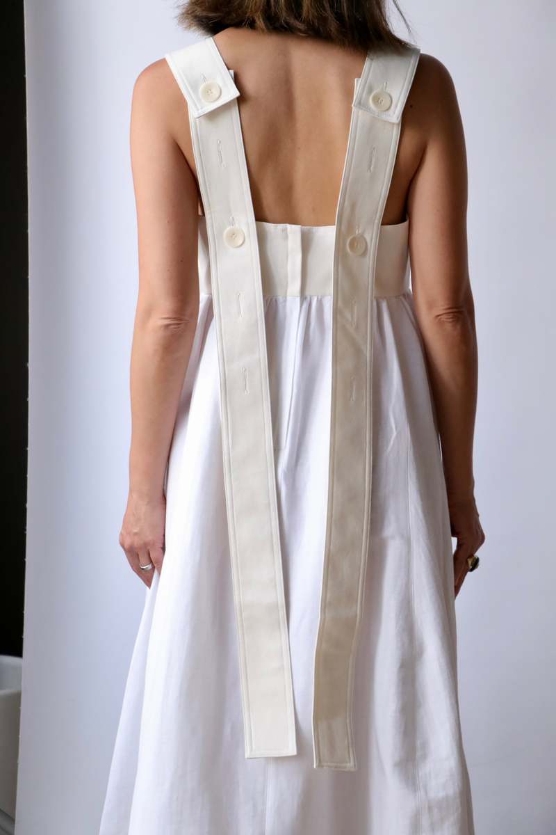 Tibi Linen Cotton Voile Sculpted Dress - White