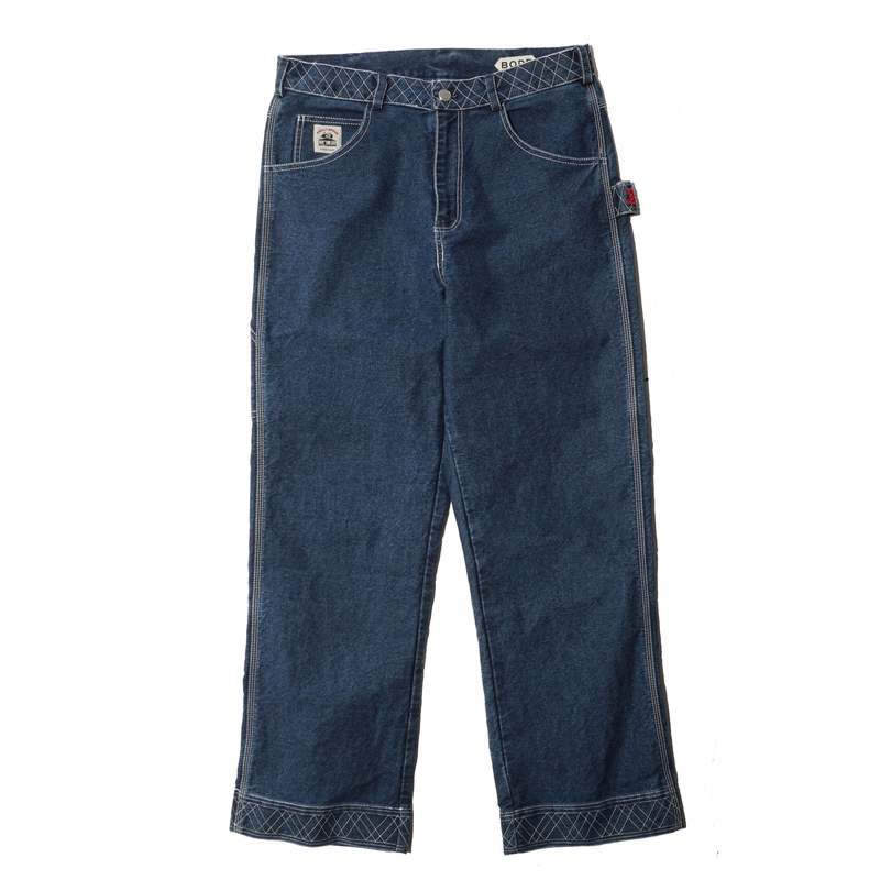 BODE EMBROIDERED DENIM KNOLLYBROOK TROUSER - INDIGO BODE EMBROIDERED DENIM KNOLLYBROOK TROUSER - INDIGO