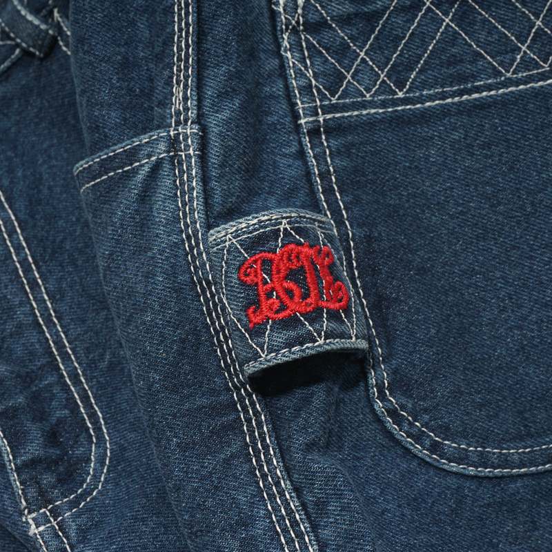 BODE EMBROIDERED DENIM KNOLLYBROOK TROUSER - INDIGO BODE EMBROIDERED DENIM KNOLLYBROOK TROUSER - INDIGO